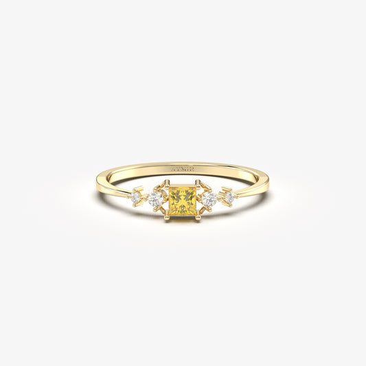 18K Gold Dainty Citrine Ring - 2S122CIT