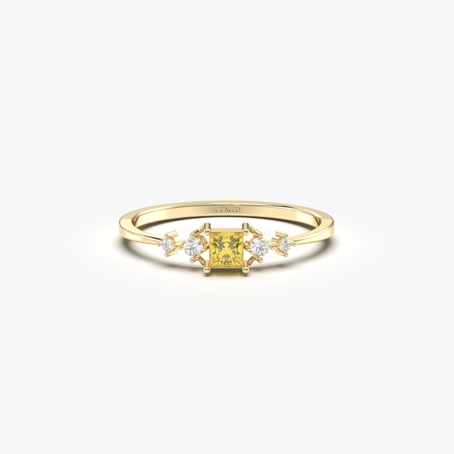 10K Gold Dainty Citrine Diamond Ring - 2S122CIT