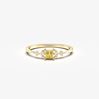 10K Gold Dainty Citrine Diamond Ring - 2S122CIT