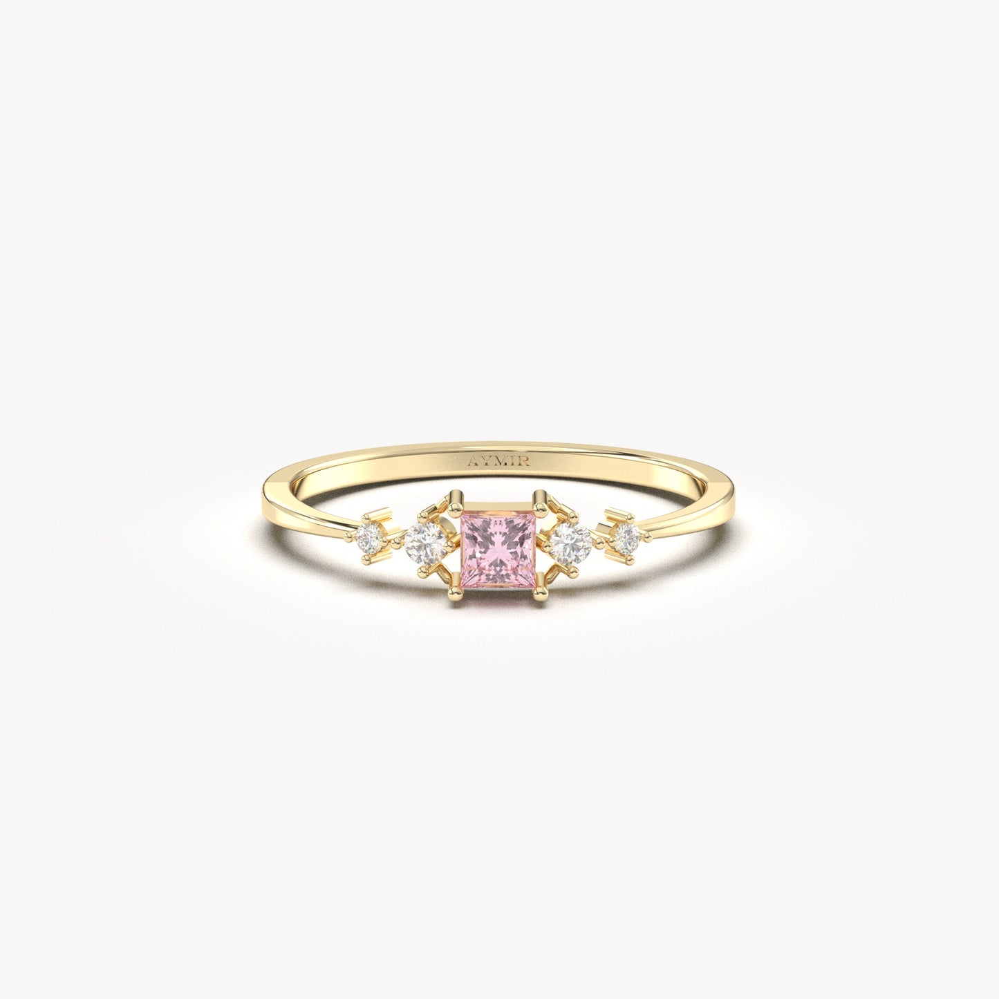 10K Gold Square Pink Topaz Diamond Ring - 2S122PNK