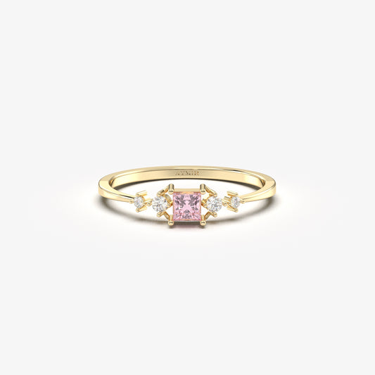 10K Gold Square Pink Topaz Ring - 2S122PNK