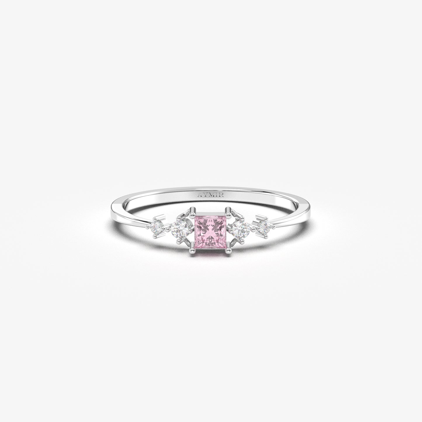 10K Gold Square Pink Topaz Diamond Ring - 2S122PNK