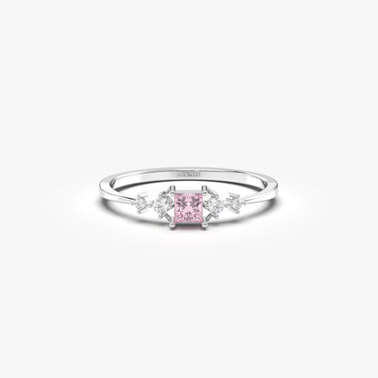 10K Gold Square Pink Topaz Diamond Ring - 2S122PNK