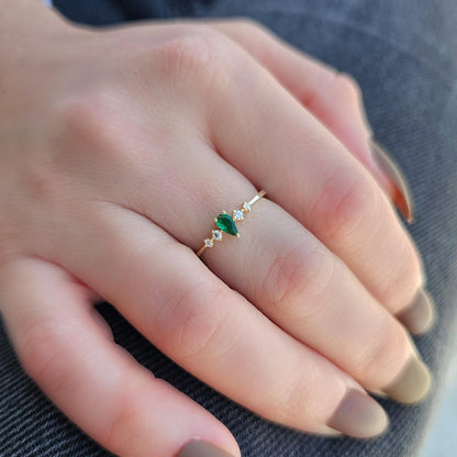 14K Gold Pear Emerald Ring - 2S123EME