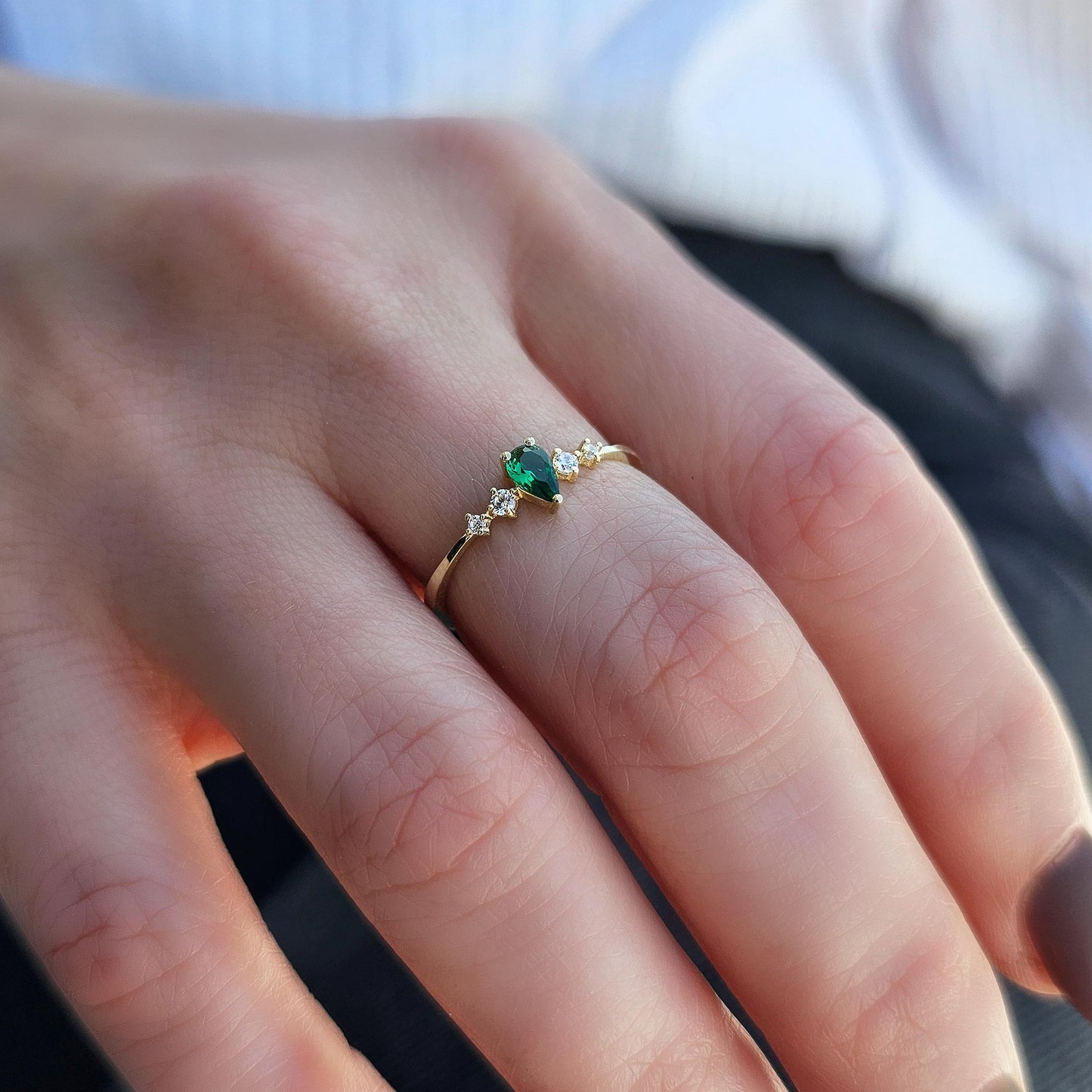 14K Gold Pear Emerald Ring - 2S123EME