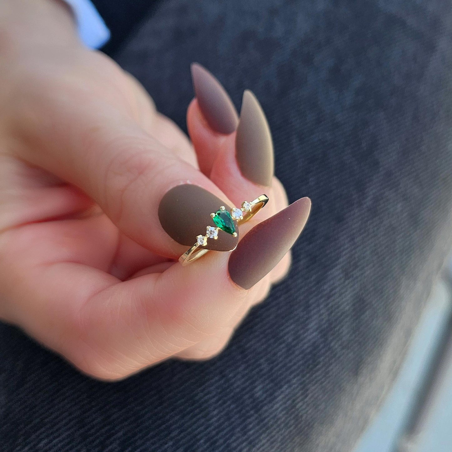 14K Gold Pear Emerald Ring - 2S123EME