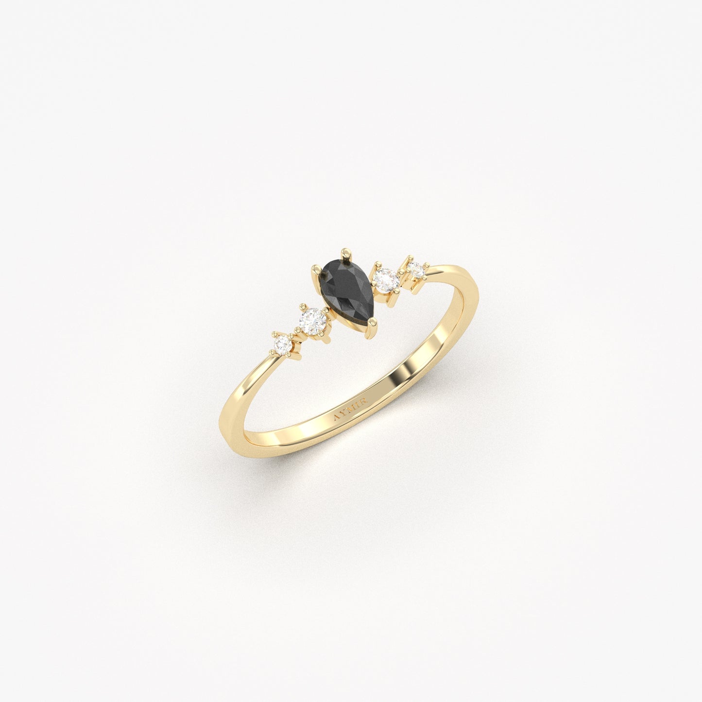 14K Gold Pear Black Onyx Ring - 2S123BLK