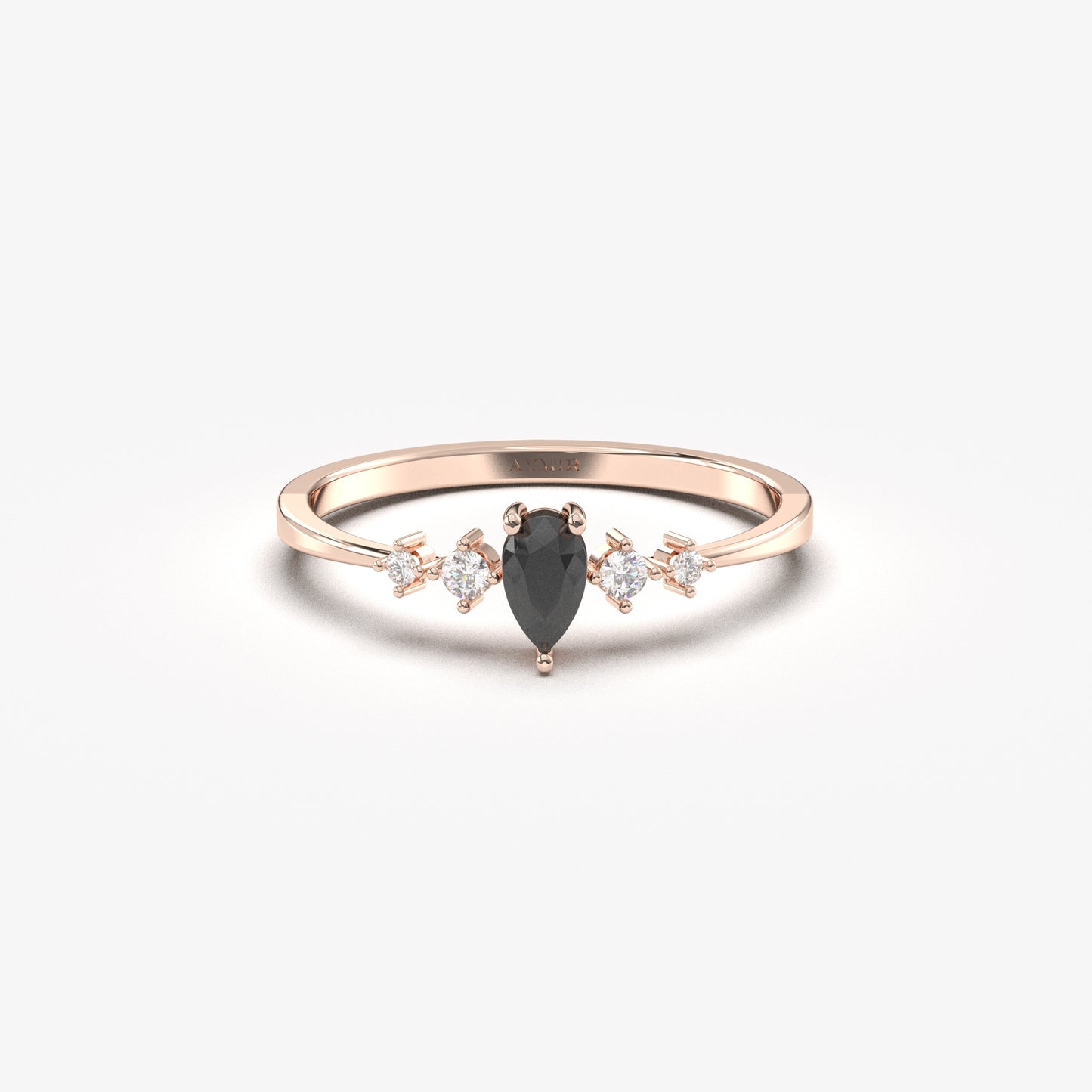 14K Gold Pear Black Onyx Ring - 2S123BLK