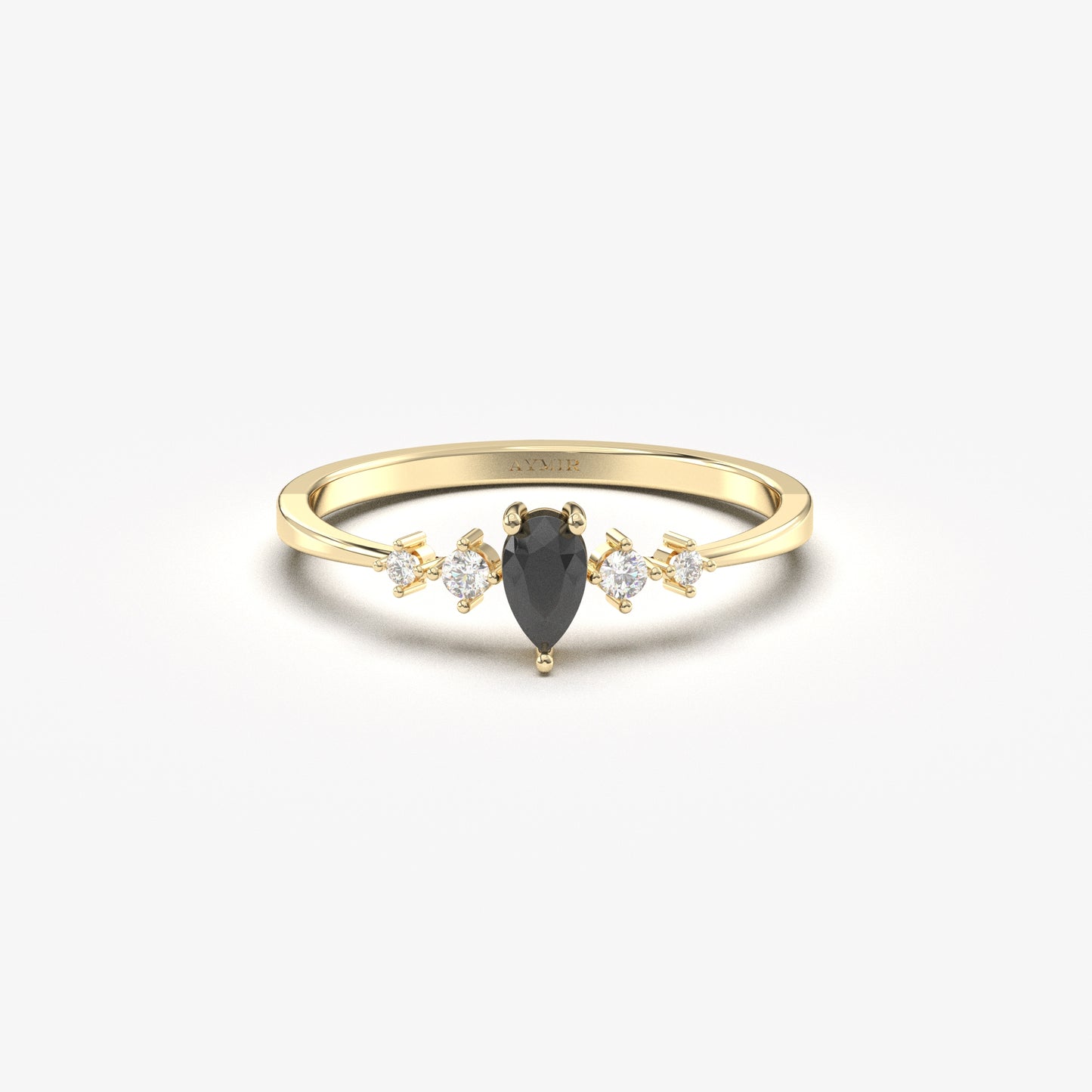 14K Gold Pear Black Onyx Ring - 2S123BLK