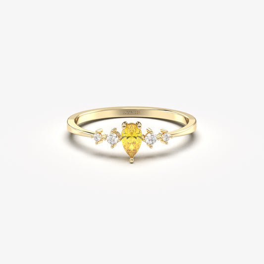 14K Gold Pear Citrine Ring - 2S123CIT