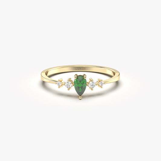 14K Gold Pear Emerald Ring - 2S123EME