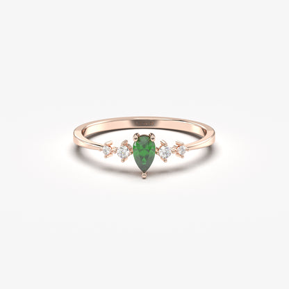 14K Gold Pear Emerald Ring - 2S123EME