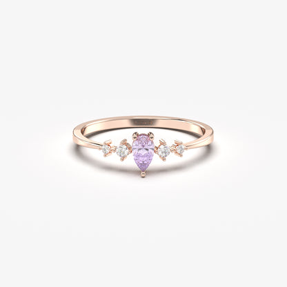 14K Gold Pear Lavender Ring - 2S123LAV