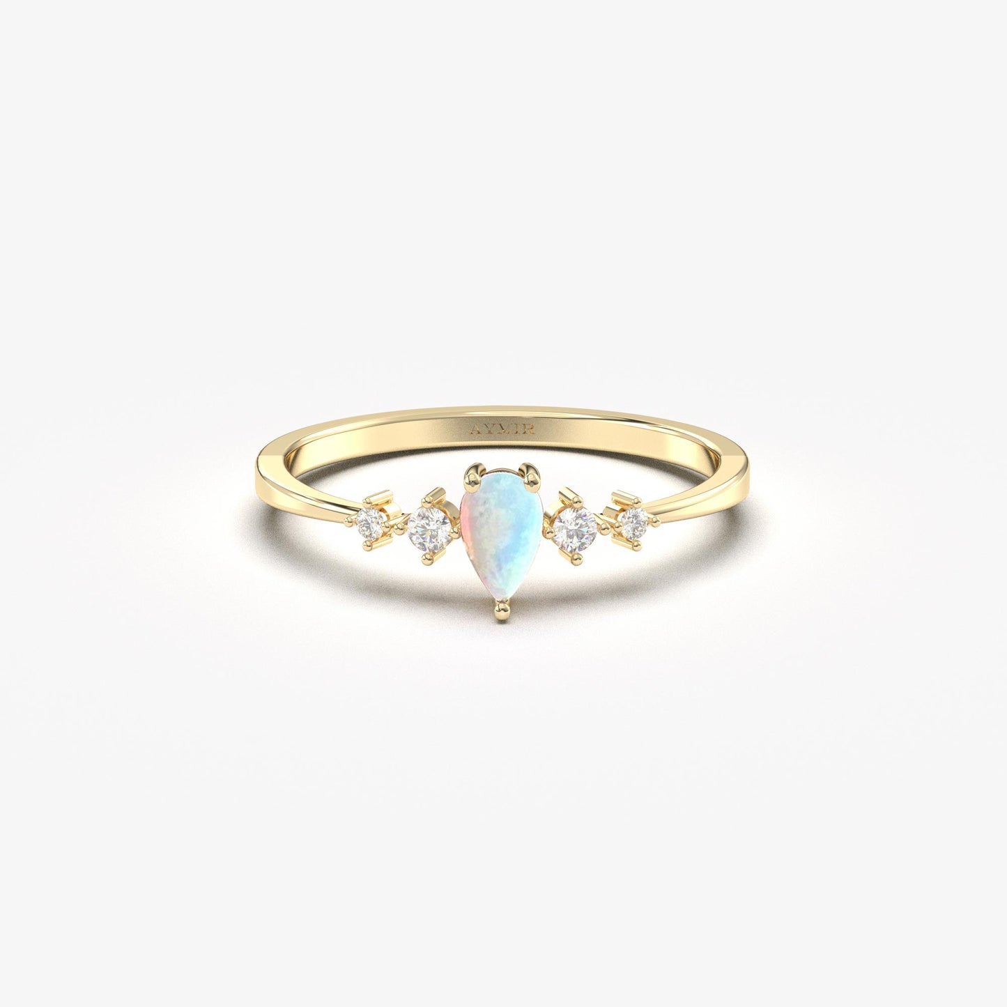 14K Gold Pear Opal Diamond Ring - 2S123OPL