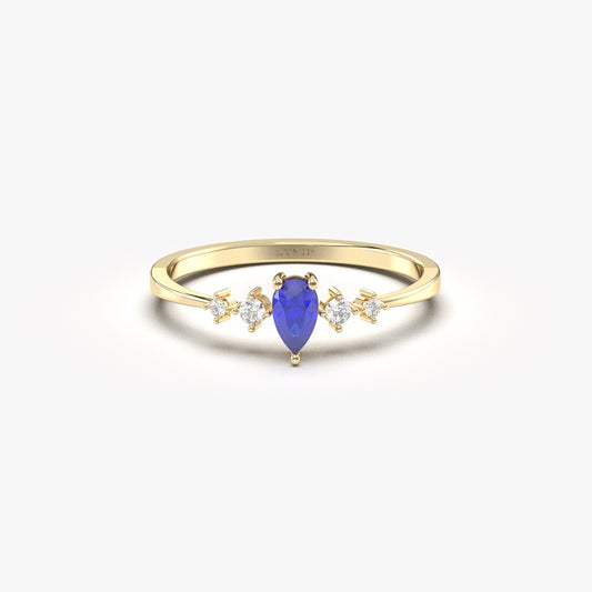 14K Gold Pear Sapphire Ring - 2S123SAP