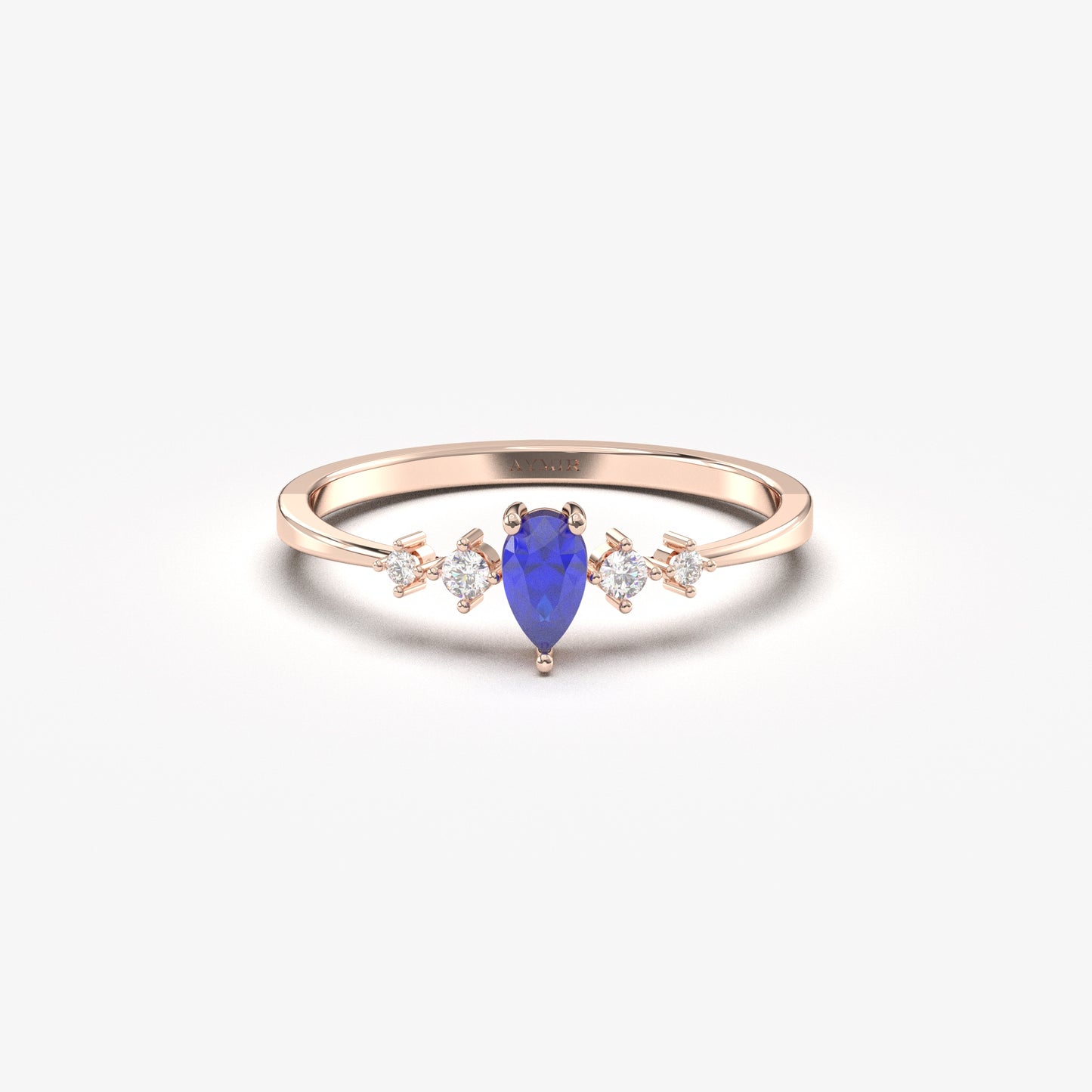 14K Gold Pear Sapphire Ring - 2S123SAP