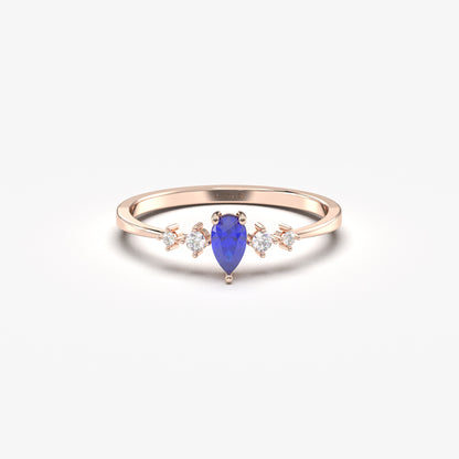 14K Gold Pear Sapphire Ring - 2S123SAP