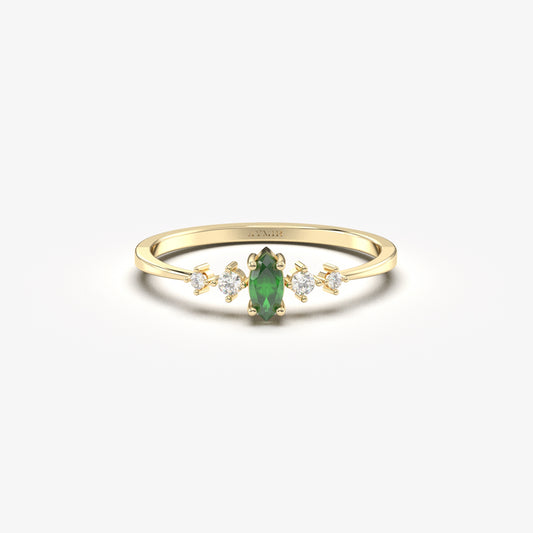 14K Gold Marquise Emerald Ring - 2S124EME