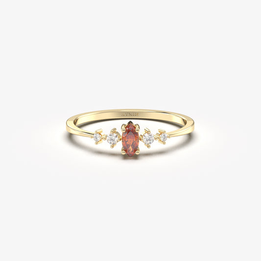 10K Gold Garnet and Diamond Ring - 2S124GAR