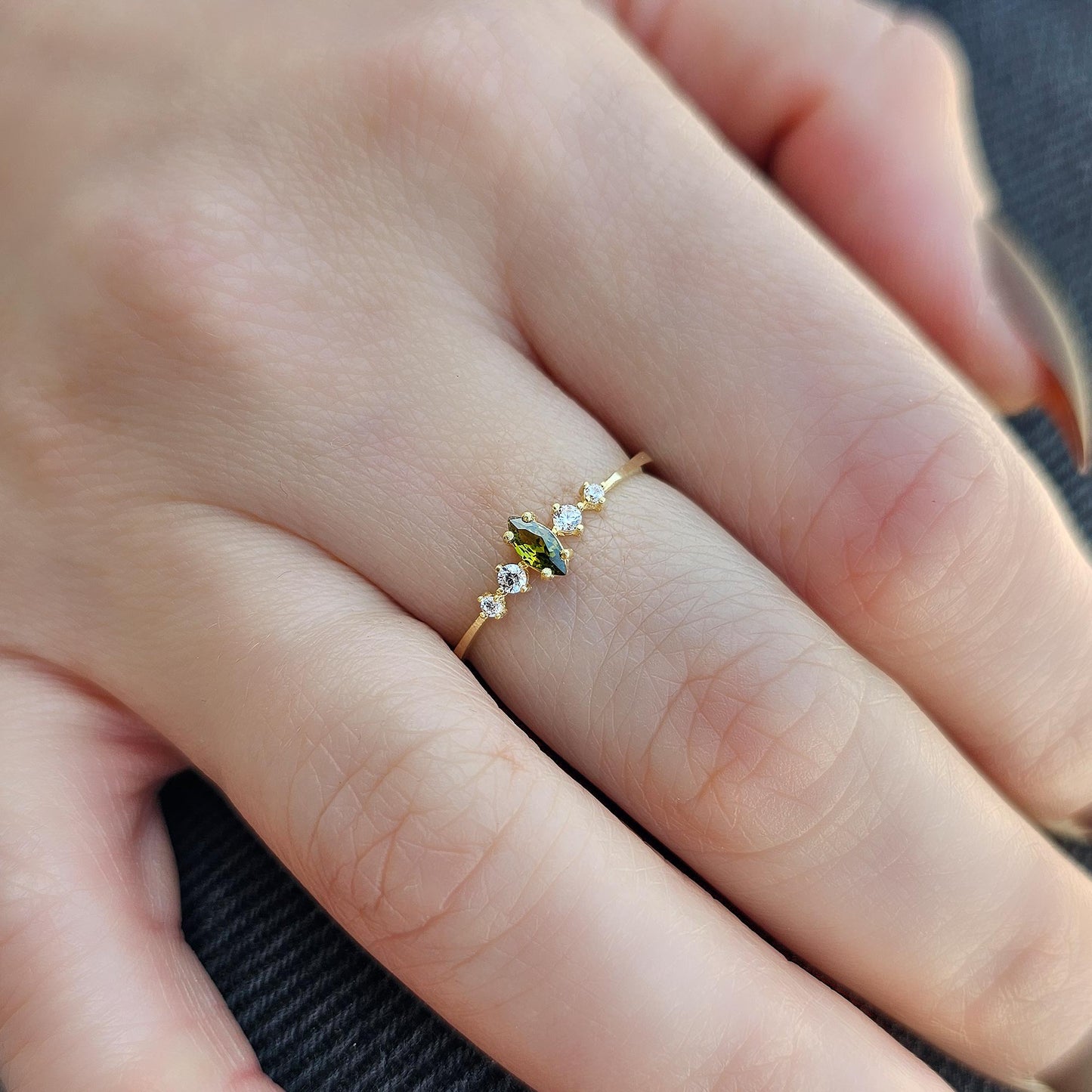 14K Gold Marquise Peridot Ring - 2S124PER