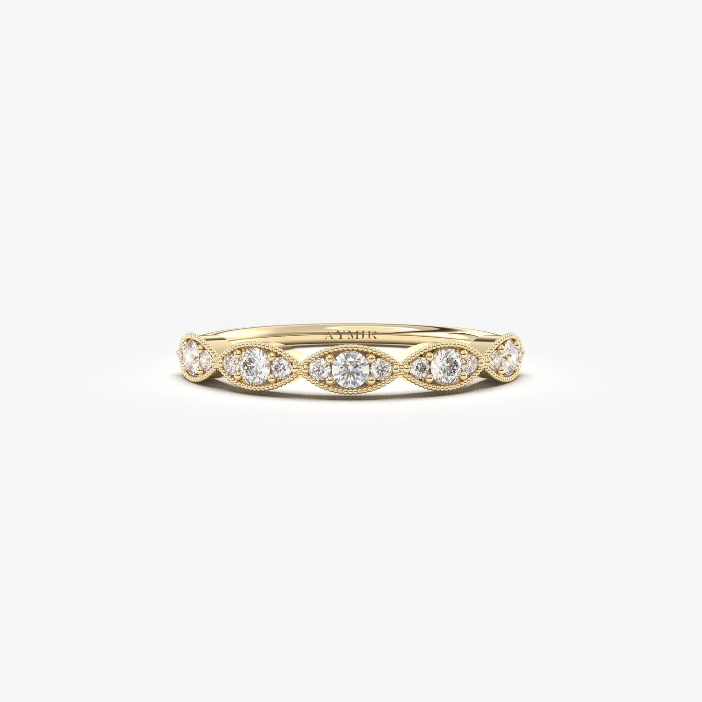 18K Gold Unique Vintage Diamond Ring - 2S15