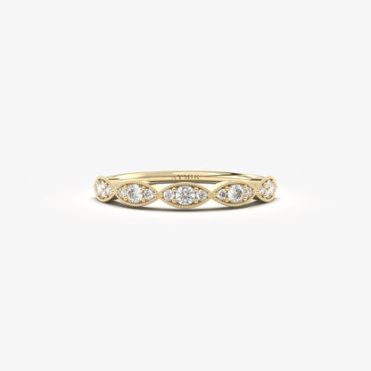 18K Gold Unique Vintage Diamond Ring - 2S15