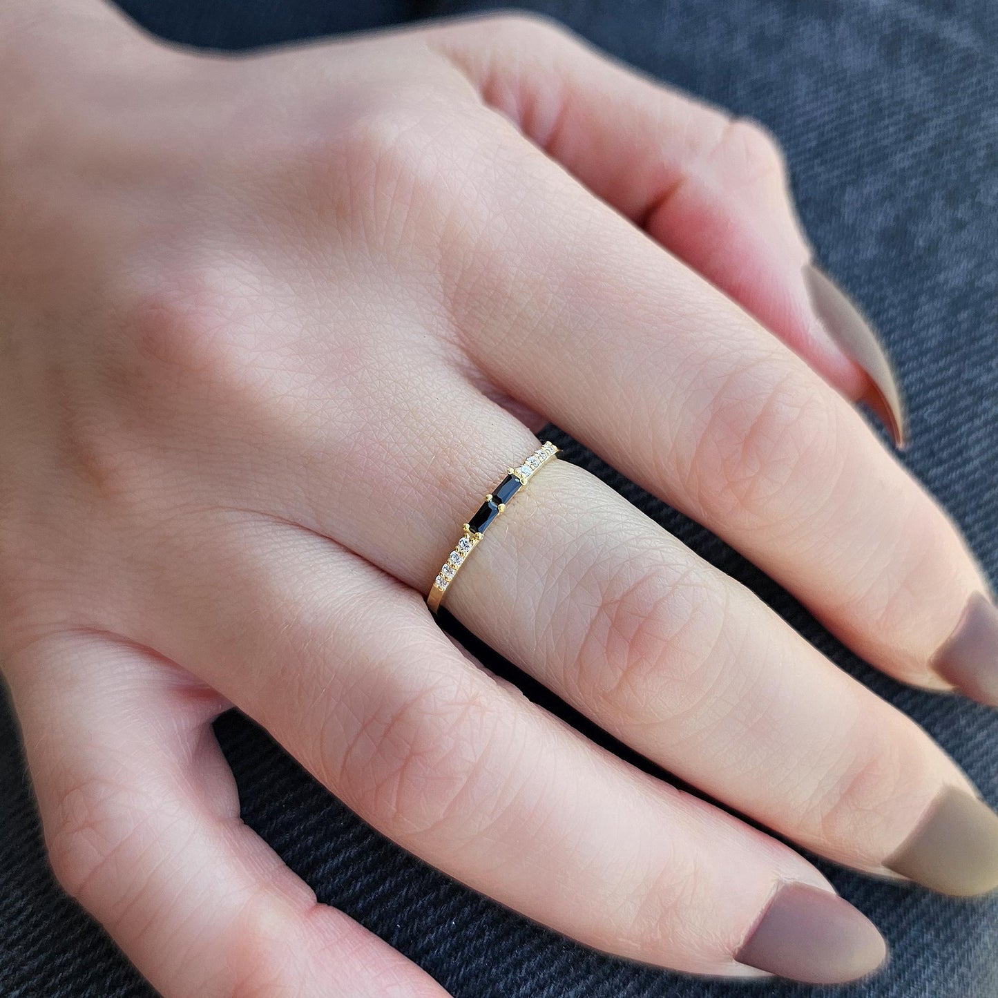 10K Gold Baguette Black Onyx and Diamond Ring - 2S16BLK