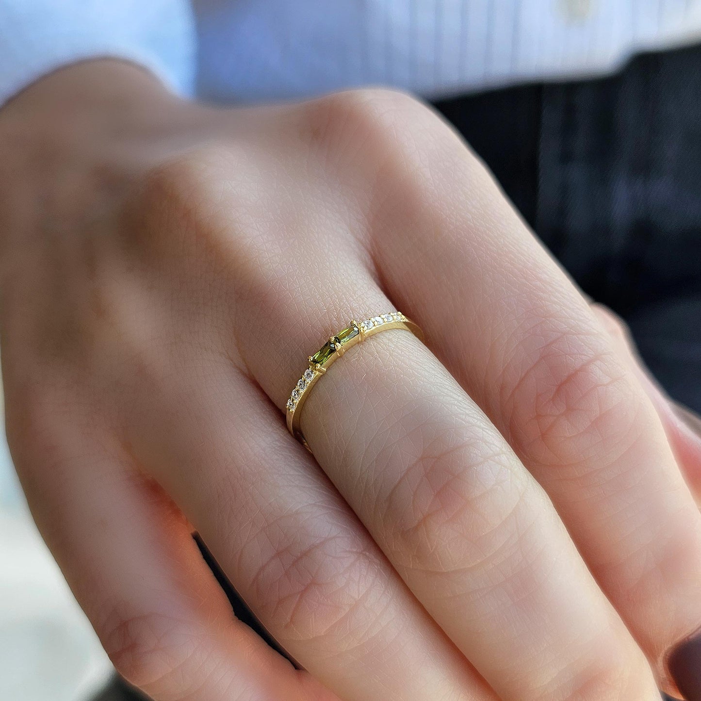 10K Gold Baguette Peridot and Diamond Ring - 2S16PER