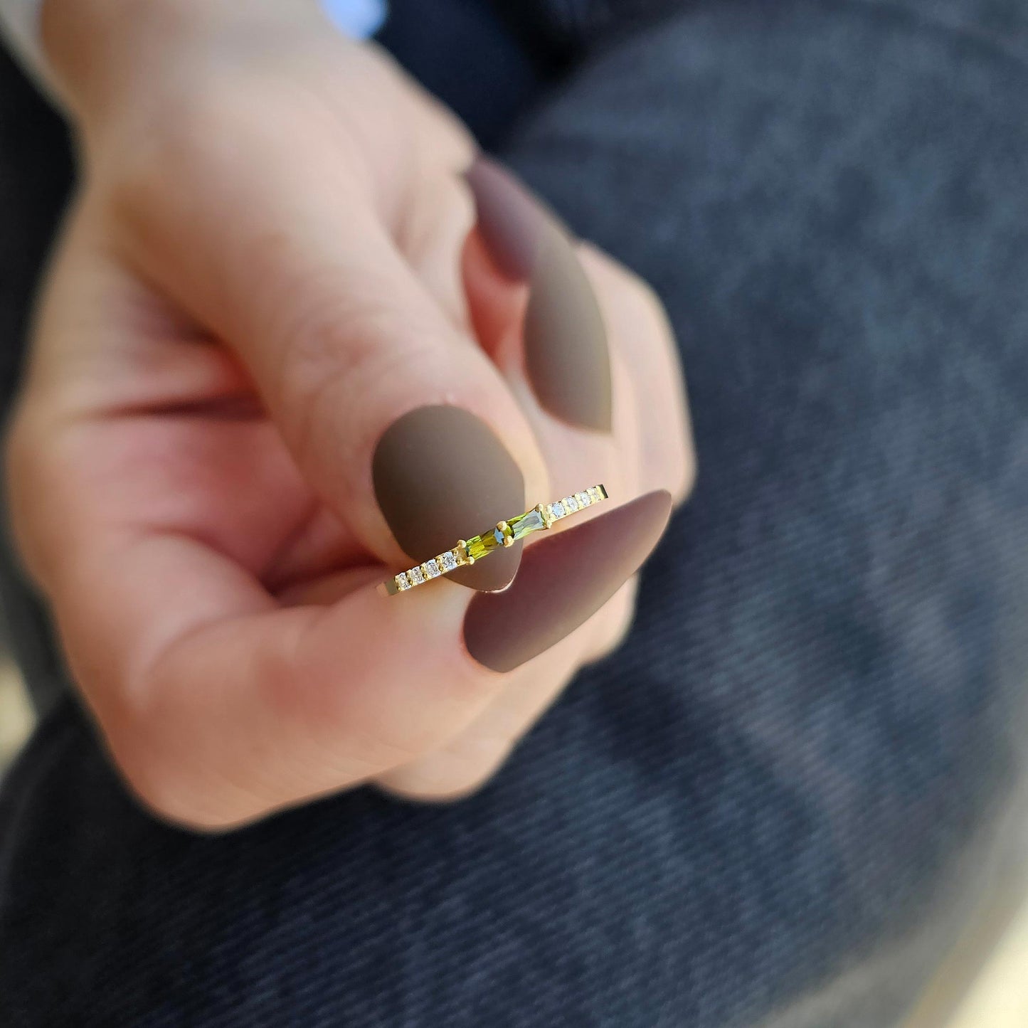 10K Gold Baguette Peridot and CZ Ring - 2S16PER