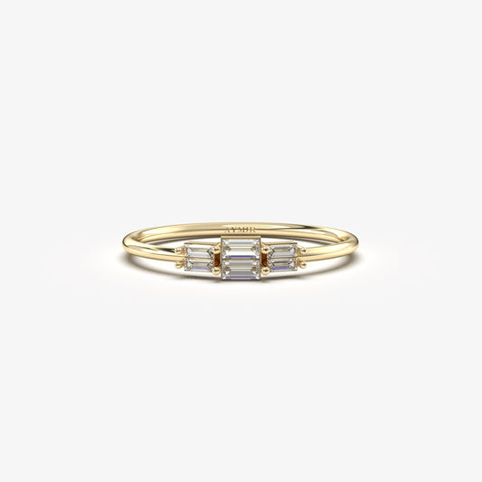 18K Gold Baguette Diamond Promise Ring - 2S160