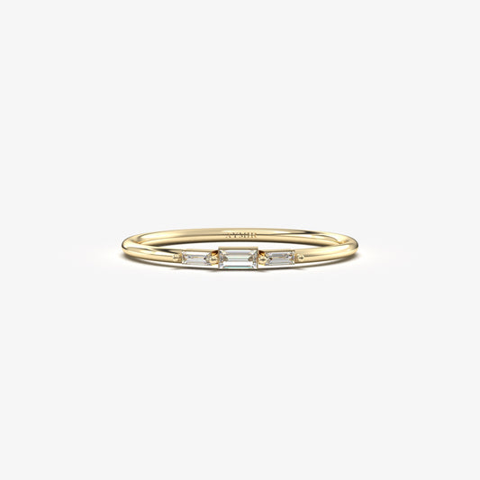 18K Gold Mini Baguette Diamond Ring - 2S159