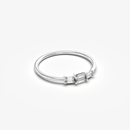 18K Gold Baguette Diamond Promise Ring - 2S160