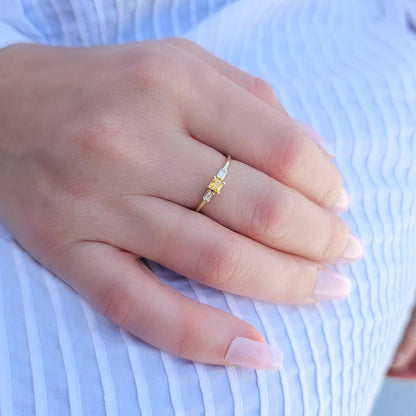 10K Gold Citrine Baguette CZ Ring - 2S162CIT