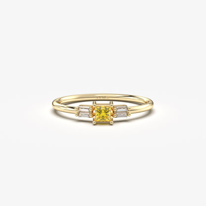 10K Gold Citrine Baguette CZ Ring - 2S162CIT