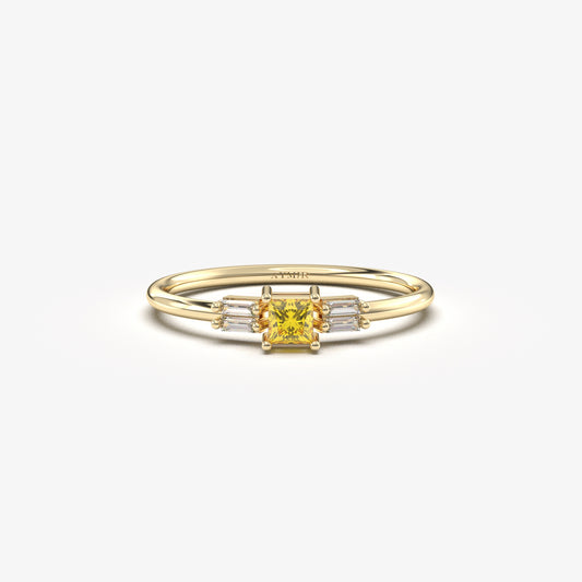 10K Gold Citrine Baguette CZ Ring - 2S162CIT