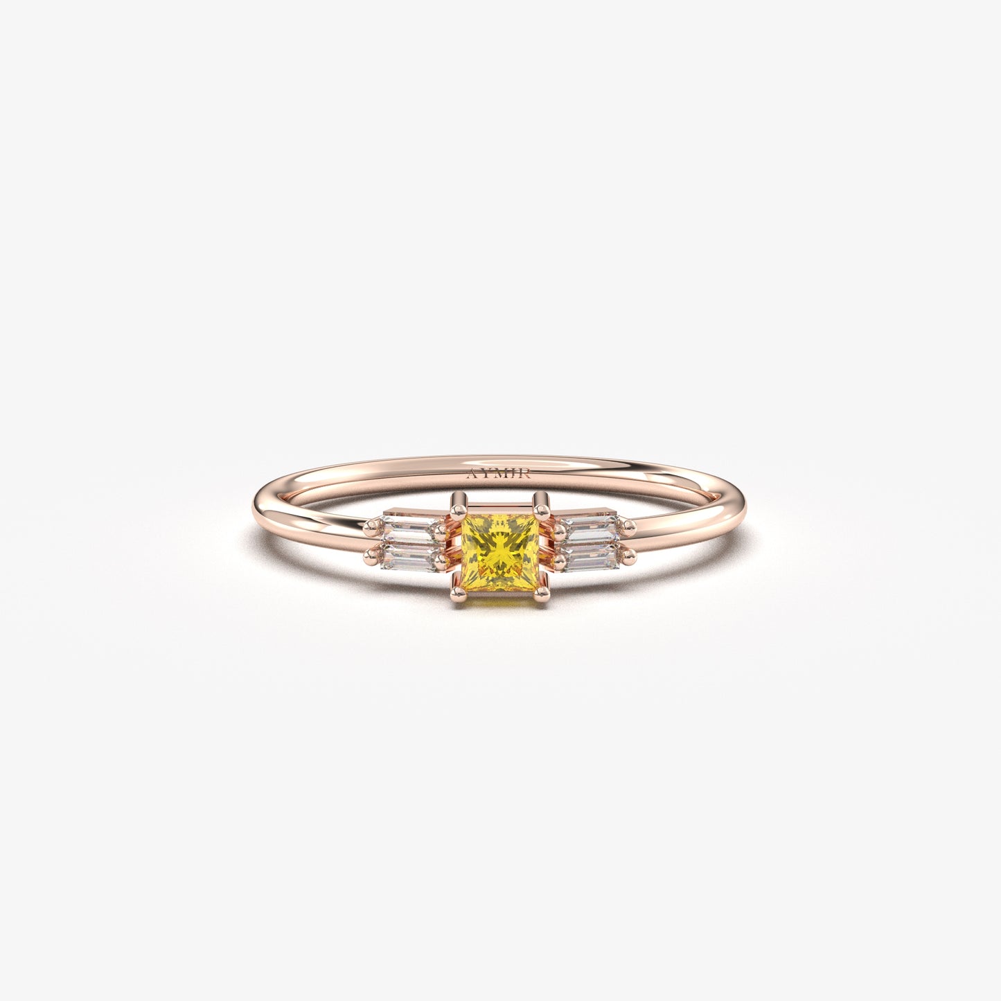 10K Gold Citrine Baguette CZ Ring - 2S162CIT