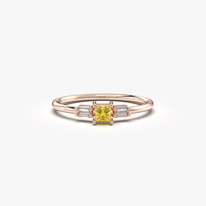 10K Gold Citrine Baguette CZ Ring - 2S162CIT