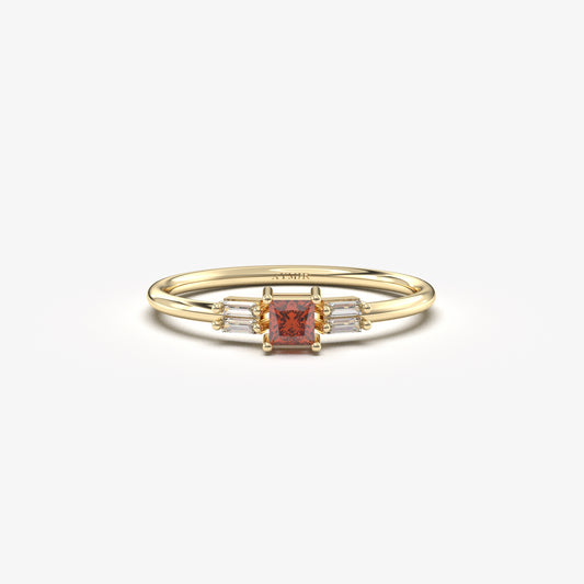 10K Gold Garnet Baguette CZ Ring - 2S162GAR