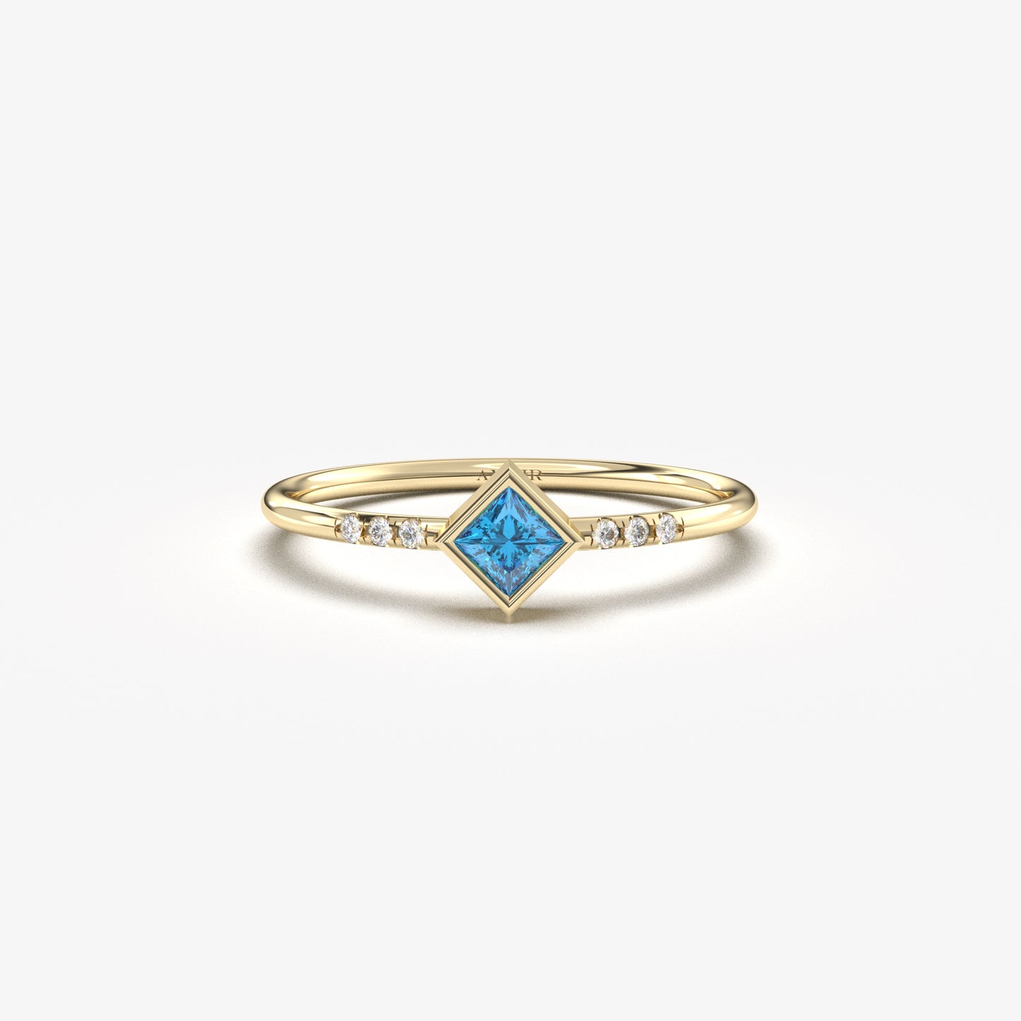 14K Princess Blue Topaz Gold Ring - 2S165SKY