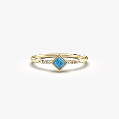 10K Princess Blue Topaz Gold Ring - 2S165SKY