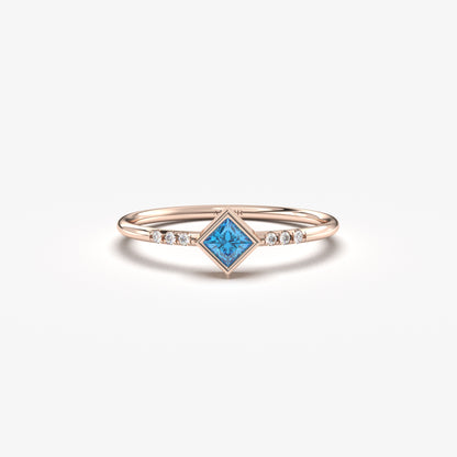 10K Princess Blue Topaz Gold Ring - 2S165SKY