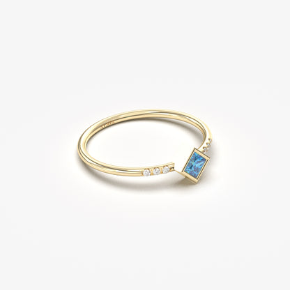 14K Princess Blue Topaz Gold Ring - 2S165SKY