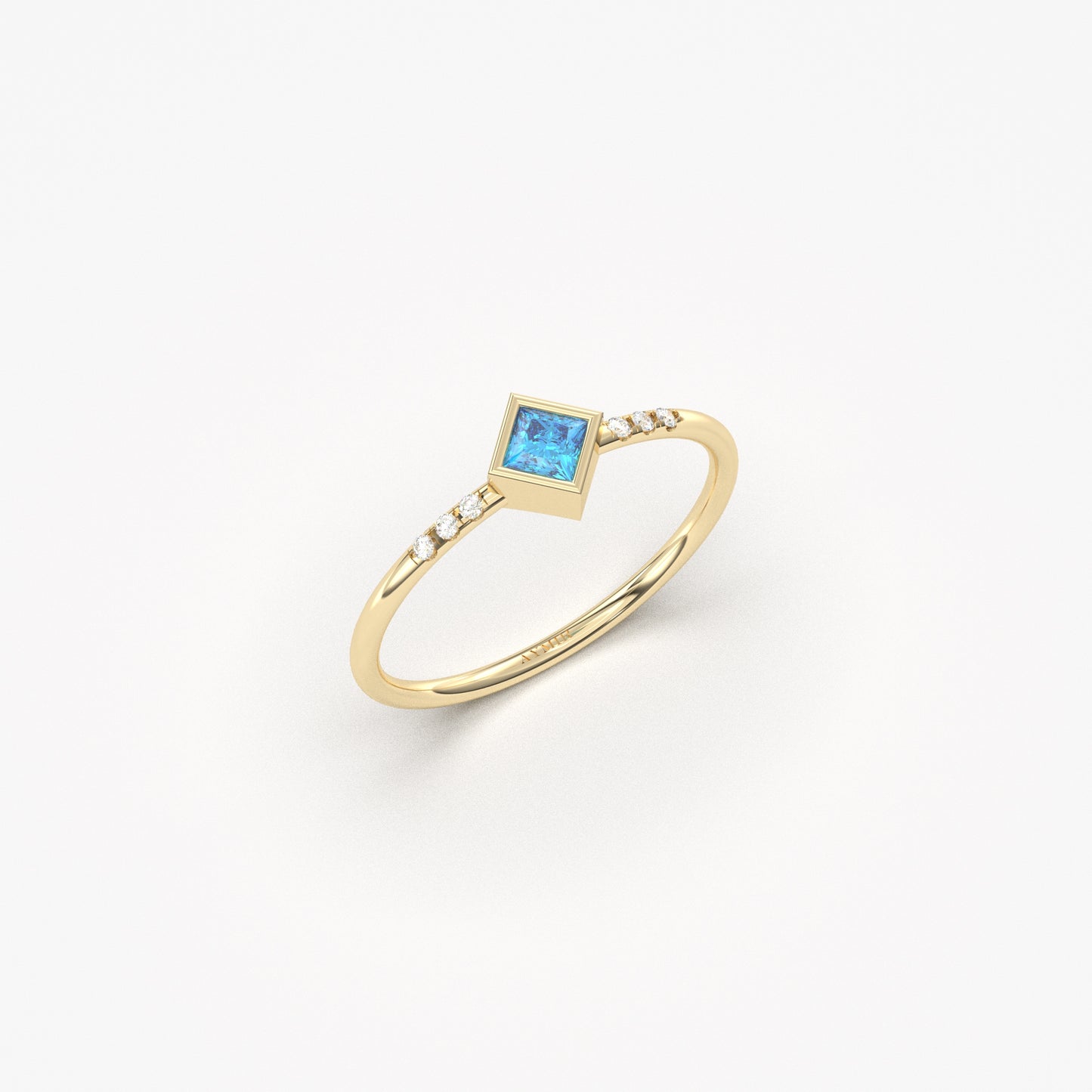 14K Princess Blue Topaz Gold Ring - 2S165SKY