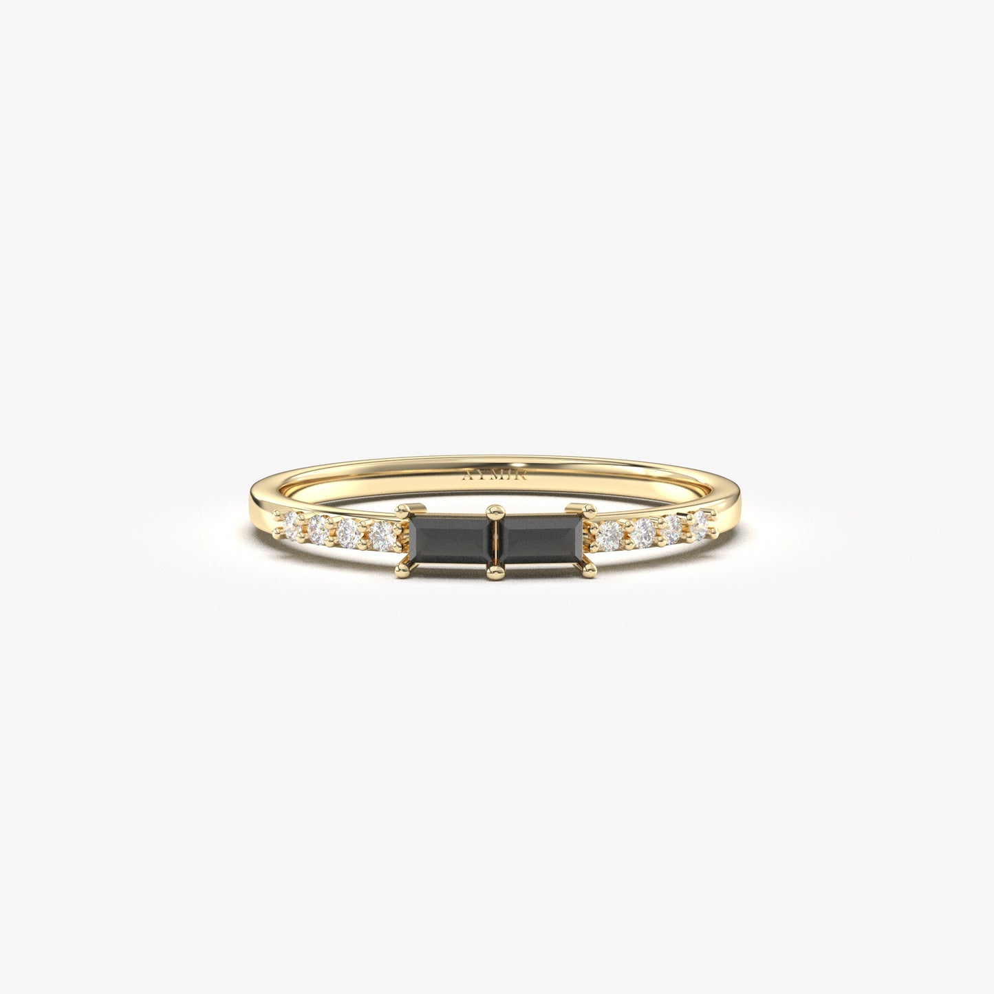 10K Gold Baguette Black Onyx and Diamond Ring - 2S16BLK