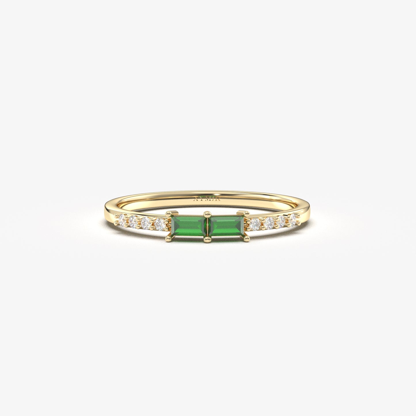 10K Gold Baguette Emerald and CZ Ring - 2S16EME