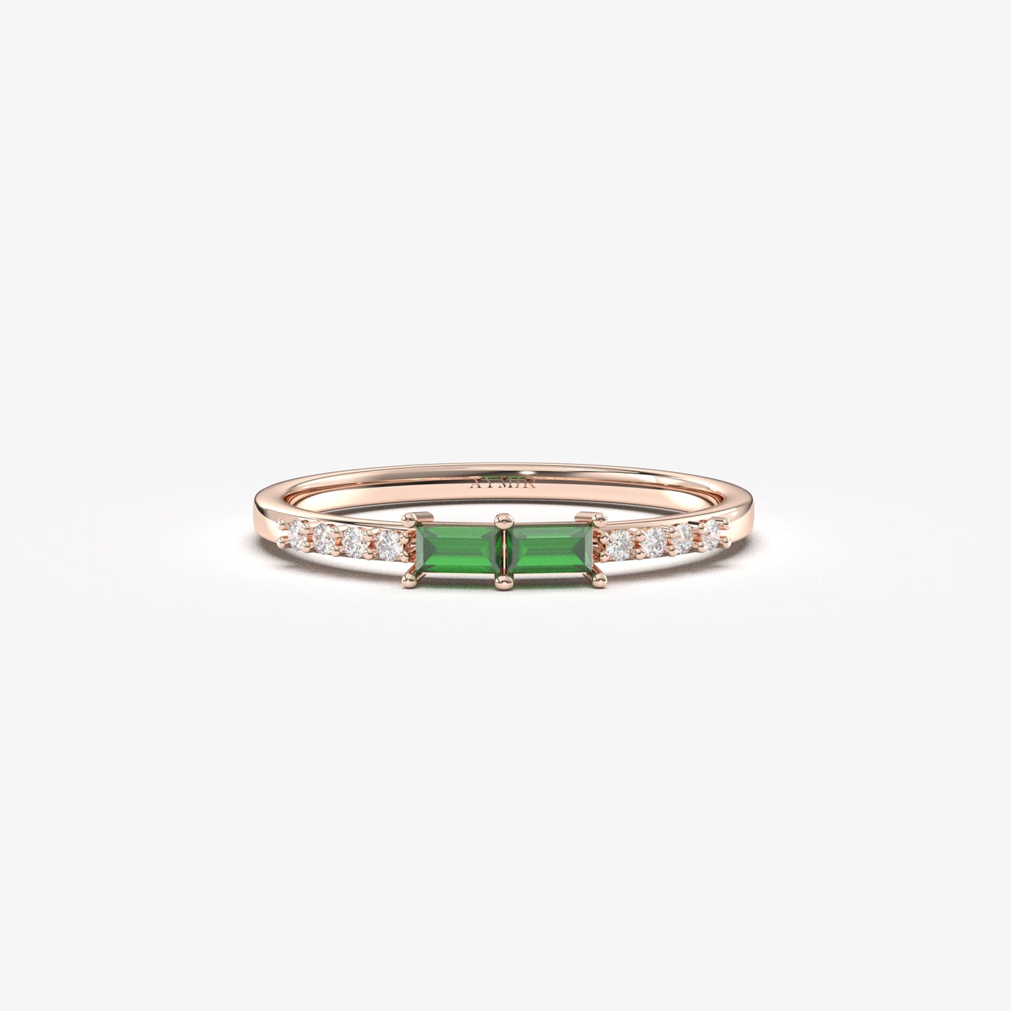 10K Gold Baguette Emerald and CZ Ring - 2S16EME