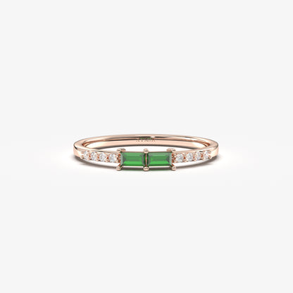 10K Gold Baguette Emerald and CZ Ring - 2S16EME