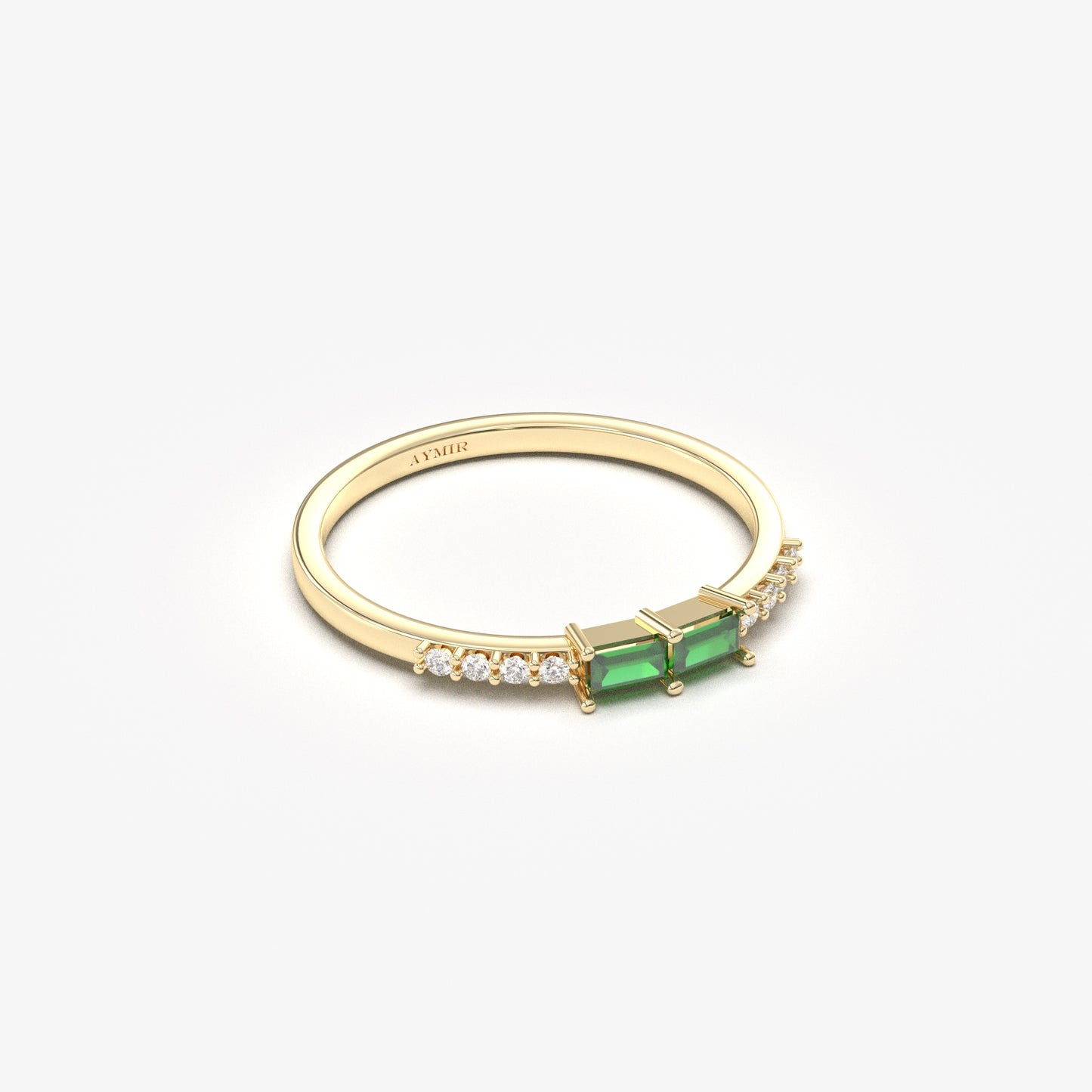 10K Gold Baguette Emerald and CZ Ring - 2S16EME