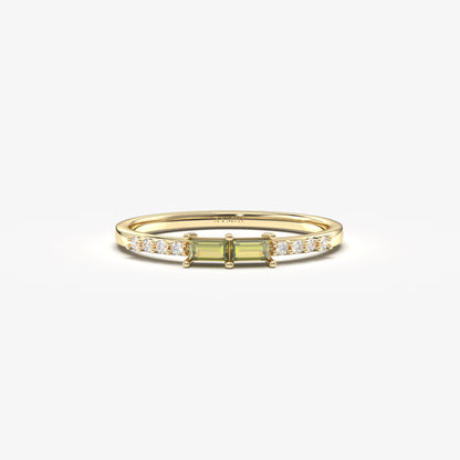 10K Gold Baguette Peridot and CZ Ring - 2S16PER