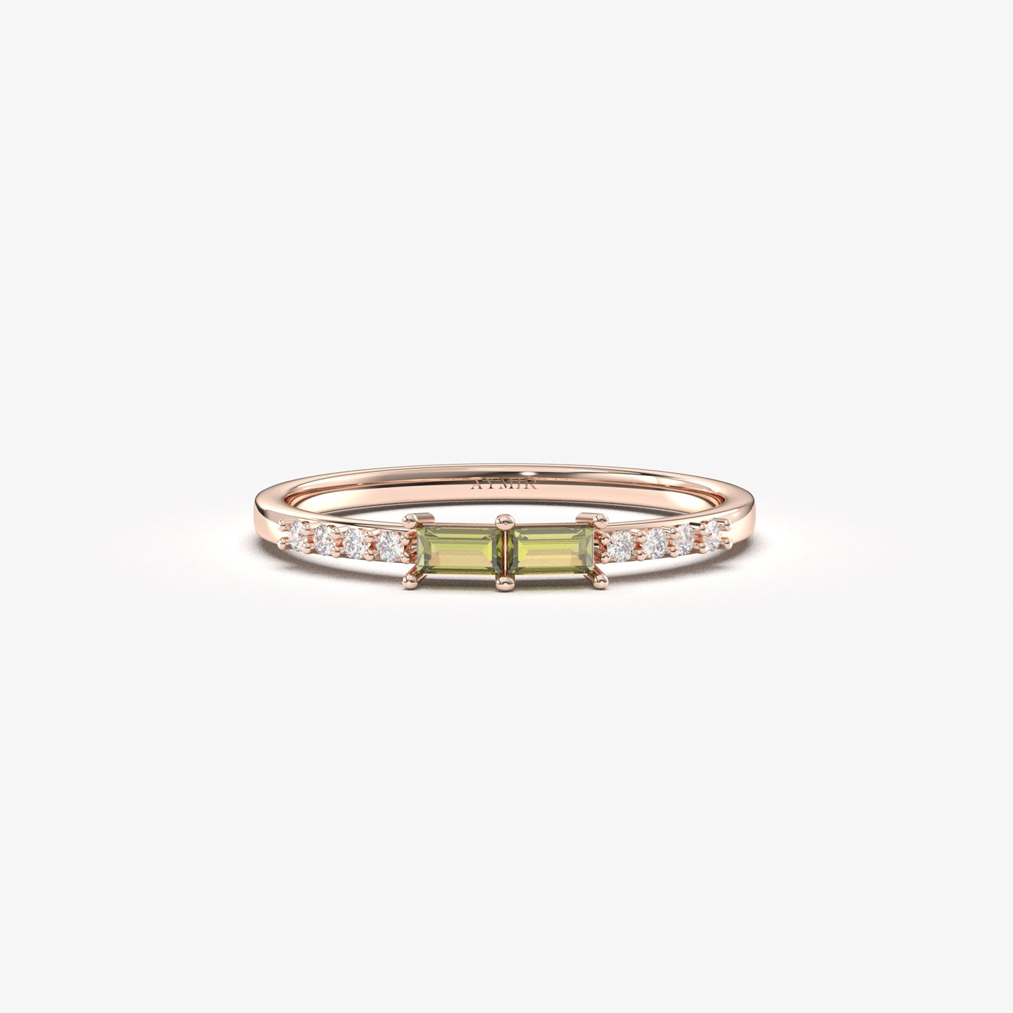 10K Gold Baguette Peridot and CZ Ring - 2S16PER